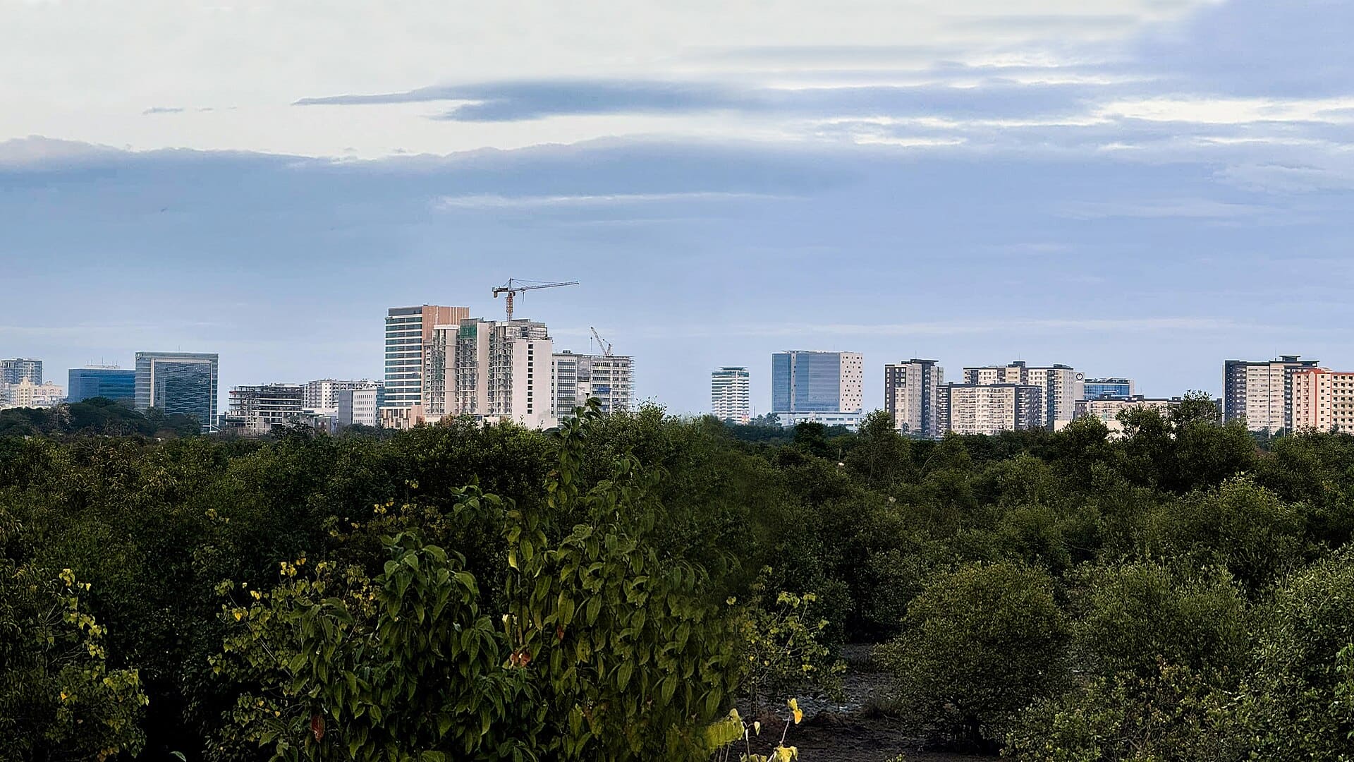 The skyline of Mandurriao, Iloilo City, Philippines, as seen from Iloilo Sunset Boulevard, features the highest concentration of high-rise structures in the city. It is home to major mixed-use developments, including the Iloilo Business Park and Atria Park District.