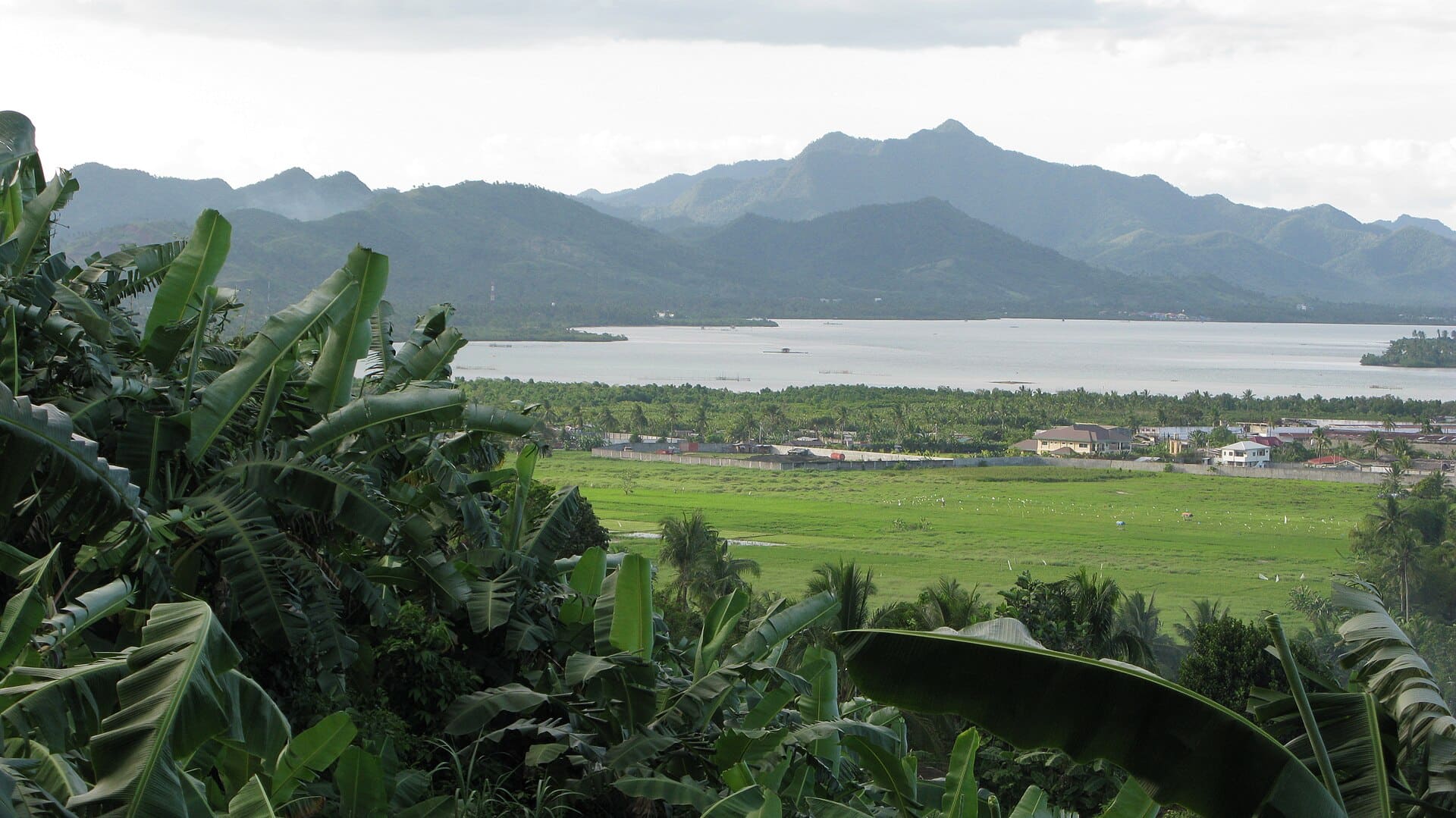 Tacloban city harbor skyline, view of San Juanico strait. Gateway to Eastern Visayas. Tacloban Bay, Leyte, Philippines.