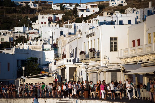 Cityscape of Mykonos island, Cyclades, Agean Sea, Greece.