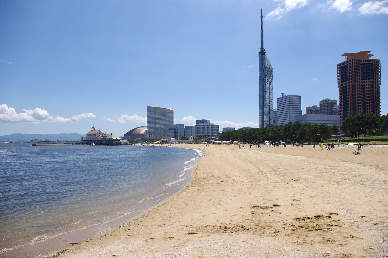The beach in Fukuoka, near Fukuoka Tower