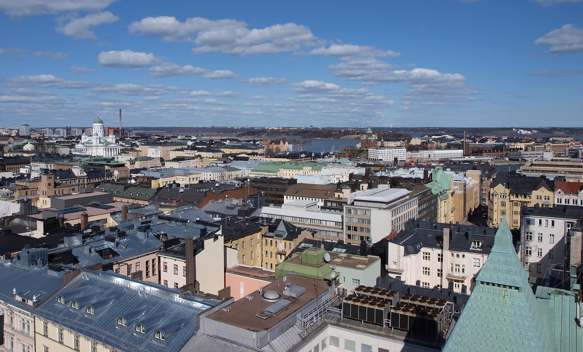 Skyline of central Helsinki, as seen from the roof of the Erottaja fire station.