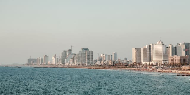 Stunning view of Tel Aviv skyline along the Mediterranean coast.