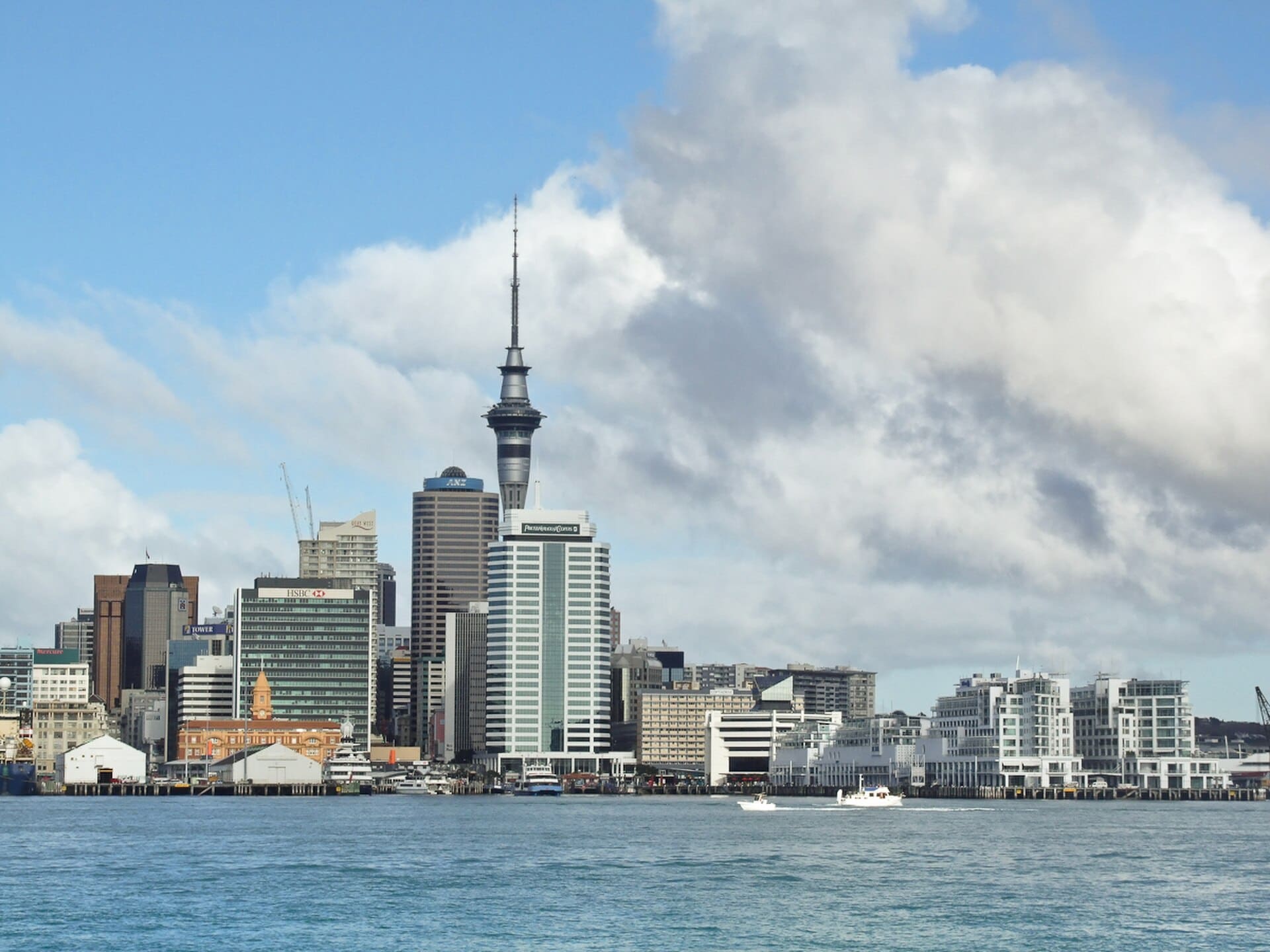 The Auckland skyline and yachts in the Waiamata Harbor, as seen from Devonport.