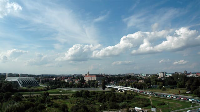 Panorama of the skyline of Rzeszów in the South-Eastern Poland, with the Rzeszów Castle.