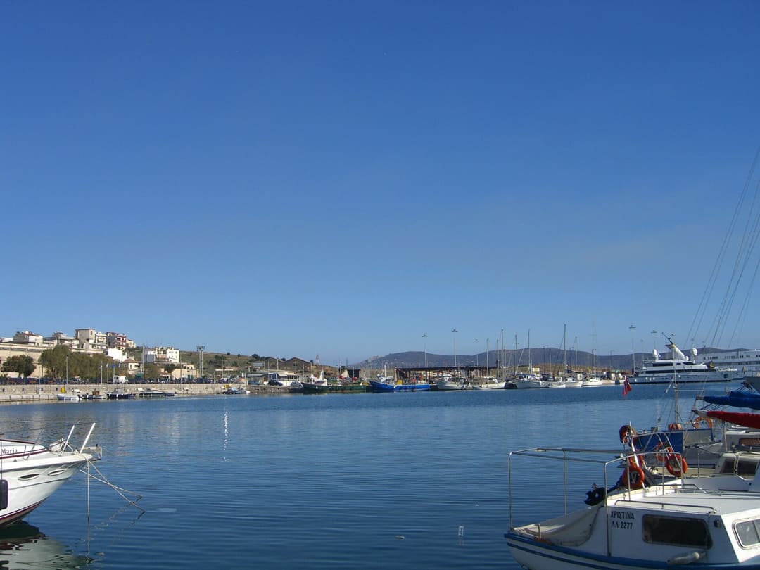 View of the port of Laurium, in Greece