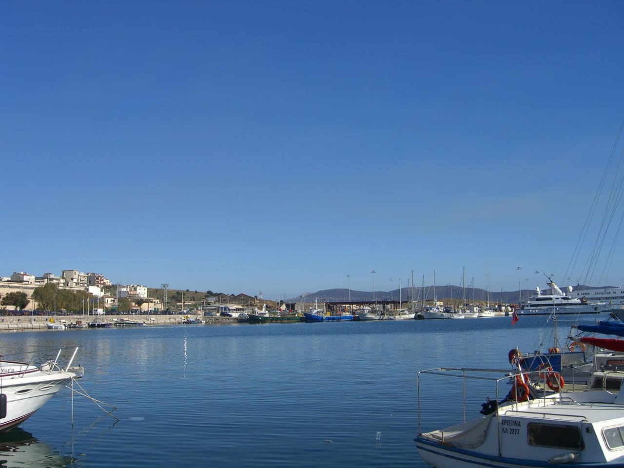 View of the port of Laurium, in Greece