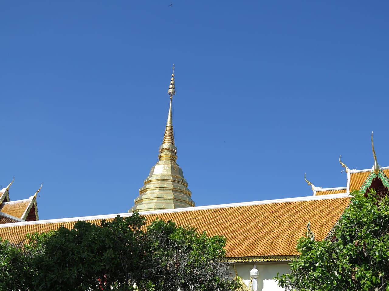 The temple roof and skyline. Wat Phra That Doi Suthep. Chiang Mai, Thailand.
