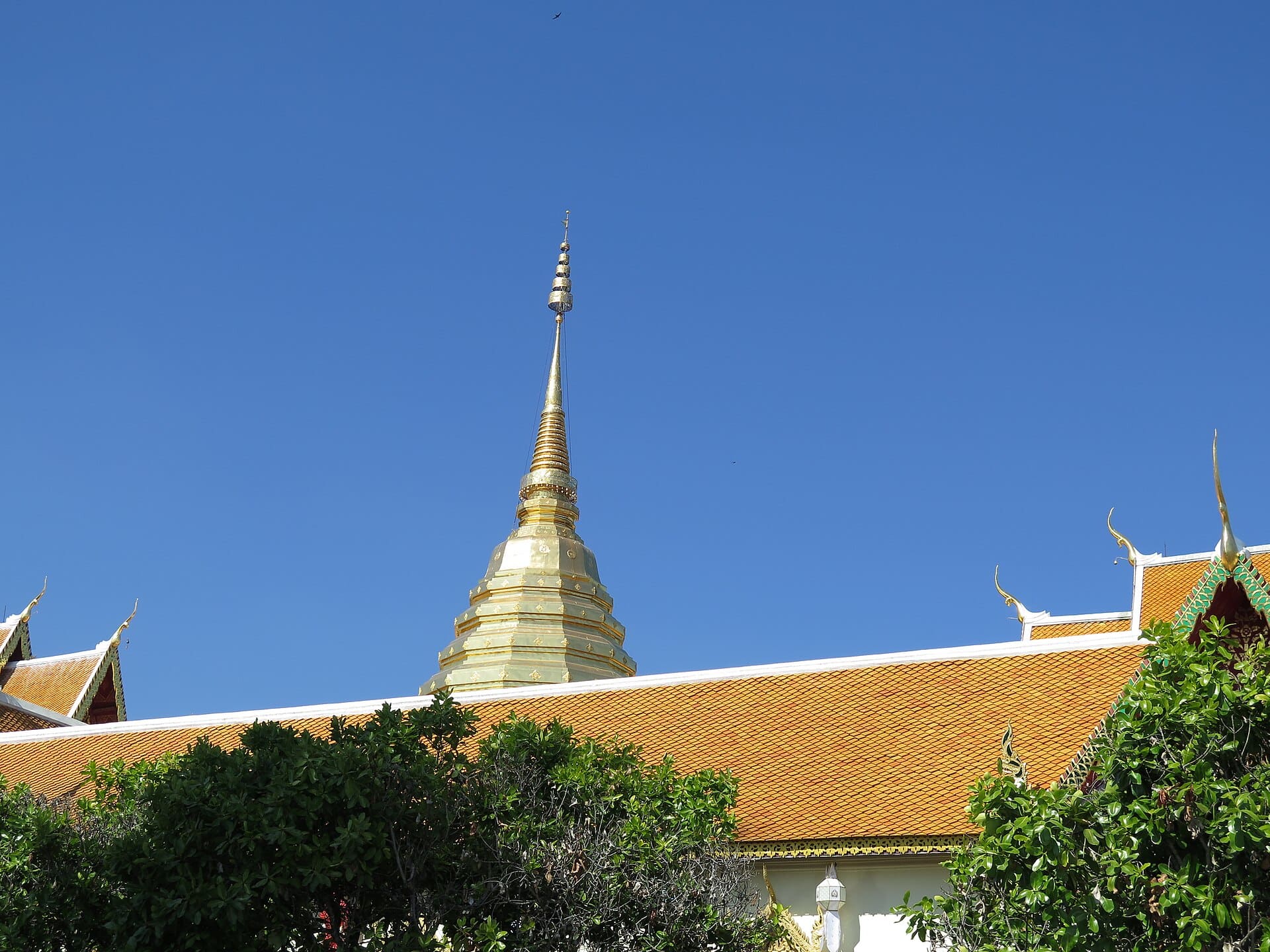 The temple roof and skyline. Wat Phra That Doi Suthep. Chiang Mai, Thailand.