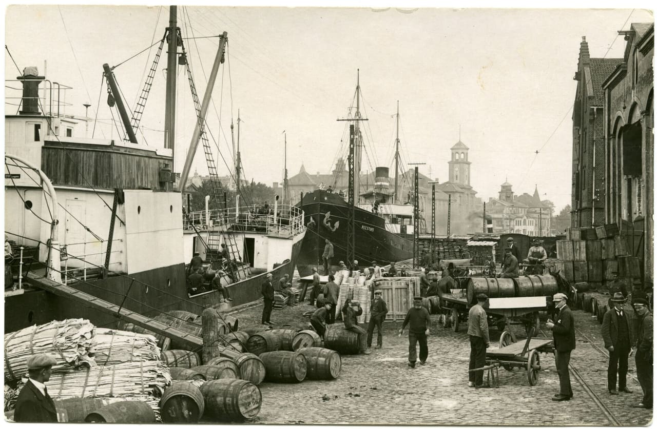 Lithuanian cityscape. Port Dangė in Klaipėda, 1928