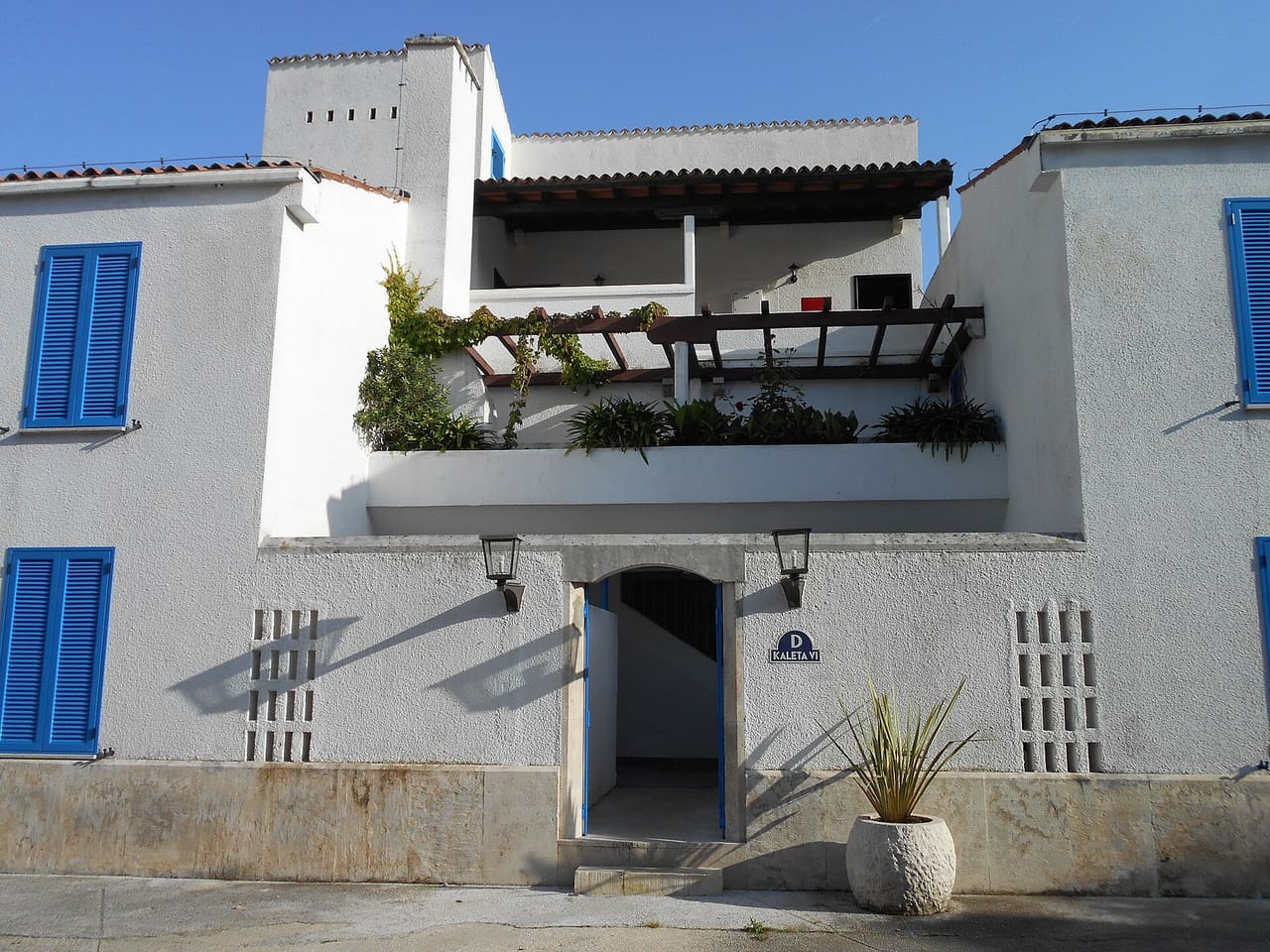Architectural details in Slovenska plaža (Slavic beach) tourist resort in Budva (Montenegro)
