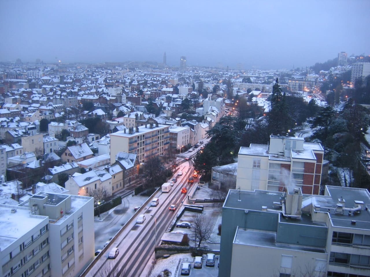 Le Havre (Seine-Maritime, Haute-Normandie, France) - La ville sous la neige.