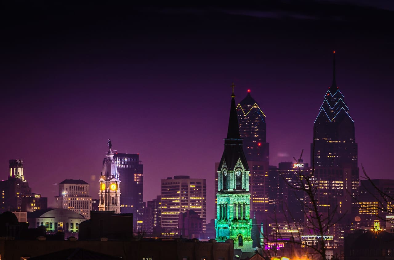 Night skyline of Center City Philadelphia