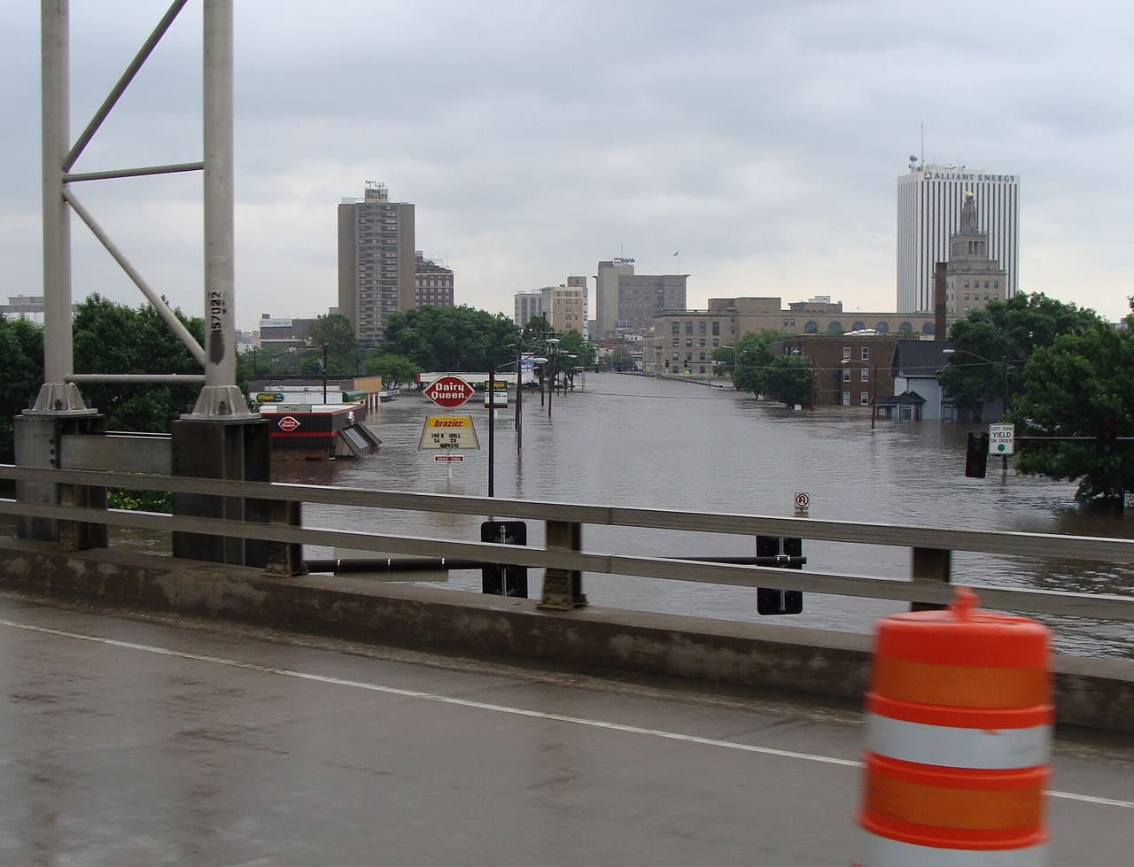 1st Ave W in Cedar Rapids, Iowa, during the flood of 2008.