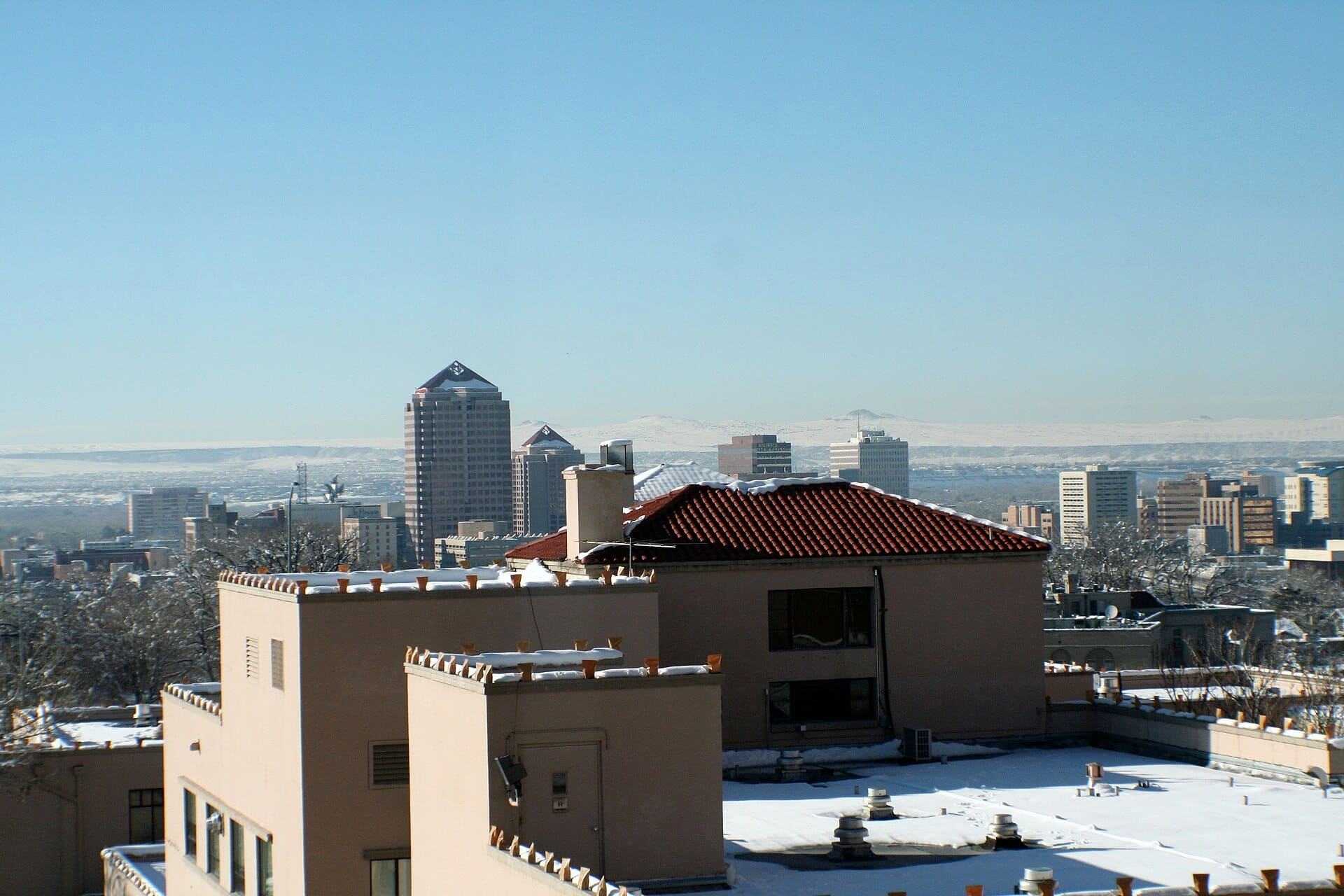View of Albuquerque Skyline from Presbyterian Hospital looking west.
