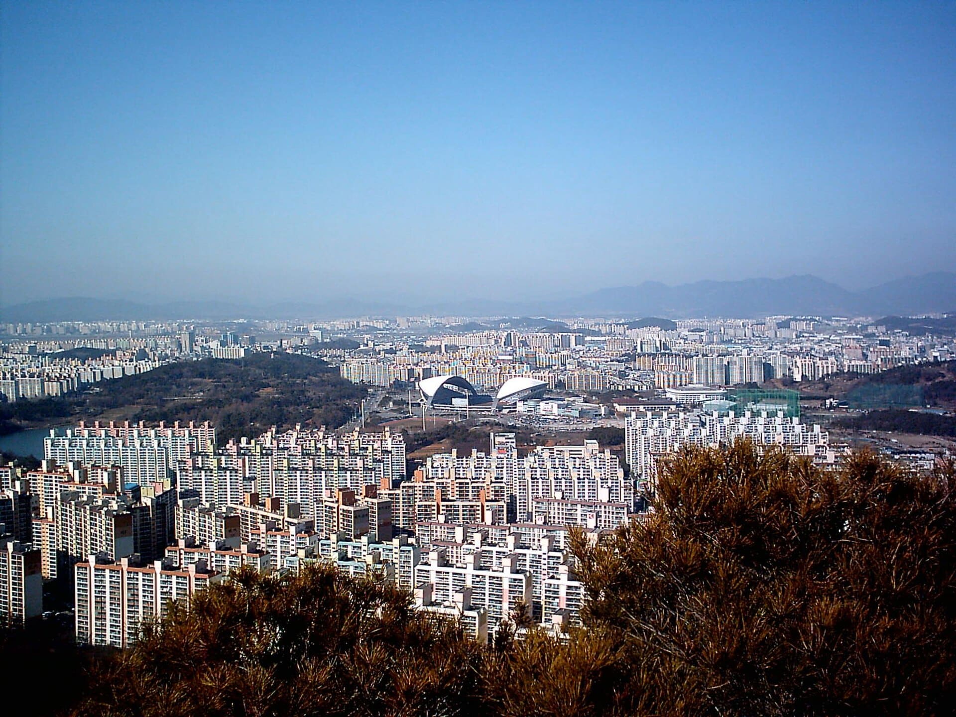 A view of Gwangju (in South Korea) that shows one of the world cup stadiums. This picture was taken by CD and is fully given as GFDL for use in Wikipedia. Enjoy.