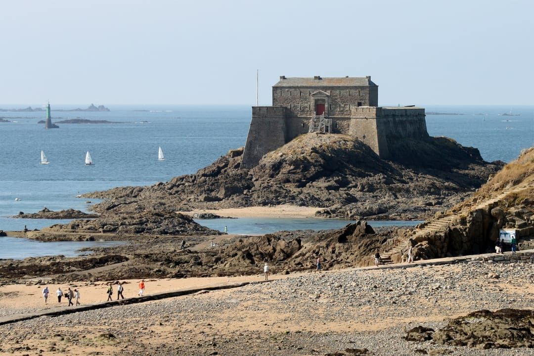 The fort of Petit Bé in Saint-Malo, seen at low tide.